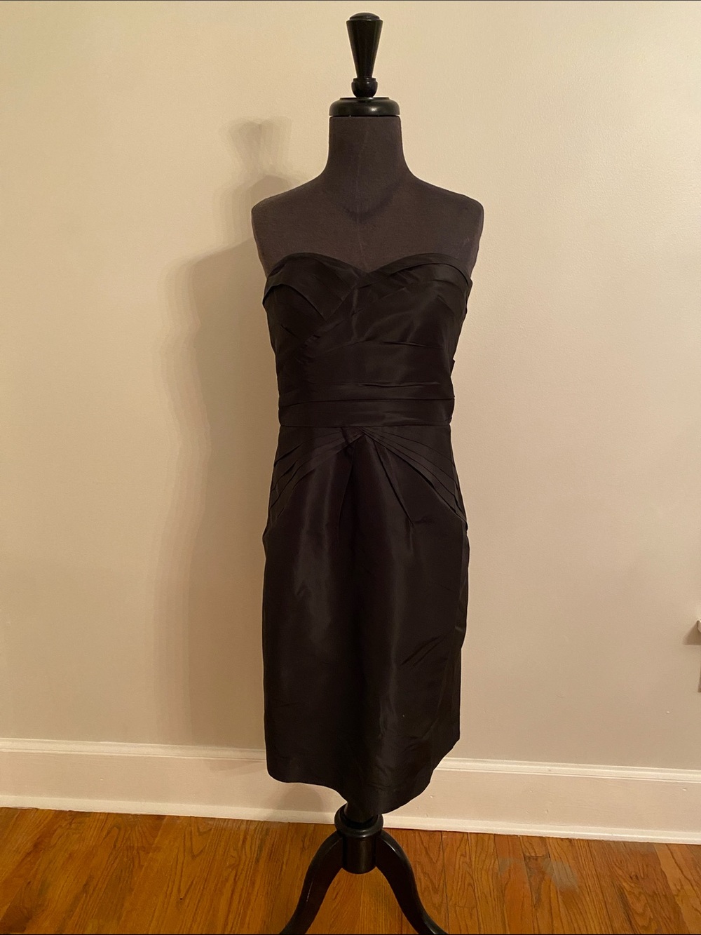 Banana Republic Black Silk Strapless Pleated Cocktail Dress